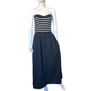 Universal Thread Strapless Maxi Dress Women XXL Black & White Stripe Cotton
